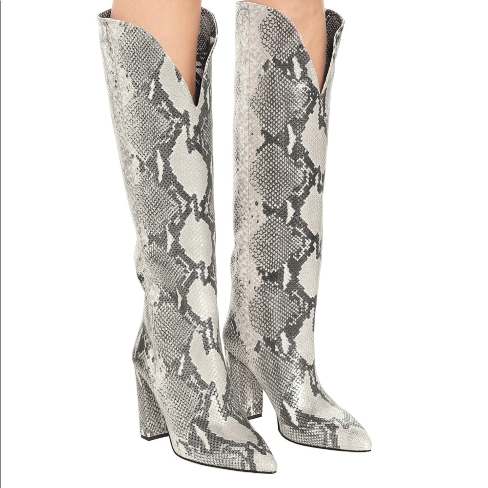 Paris Texas Snake-effect leather knee-high boots